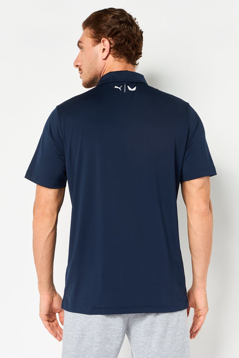 Puma x Volition America Men Sportswear Fit Brand Logo Training Polo Shirt, Navy - Image 2