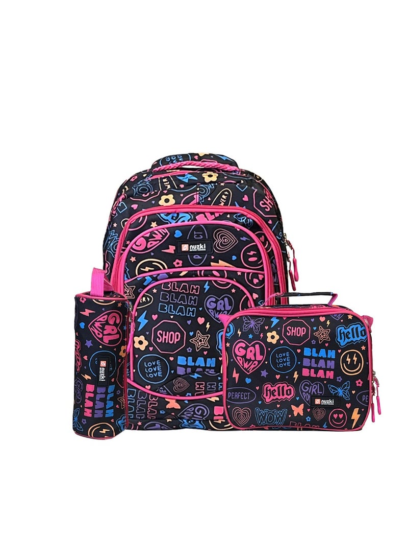nuzki Nuzki Kids School Bag 3 Pcs/Set - Ultimate Student Backpack, Schoolbag, Pencil Case, and Lunch Bag Combo for Trendy Students  - Image 1
