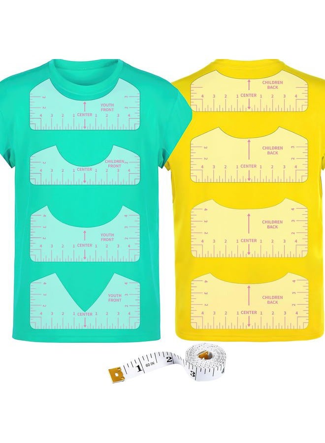 tietoc 9pcs Tshirt Ruler Guide for Vinyl Alignment, T Shirt Rulers to Center Designs, PVC Measurement Template, Sewing Supplies Accessories Tools for Cricut Heat Press & HTVRONT HTV Transfer Vinyl (Pink) - Image 1