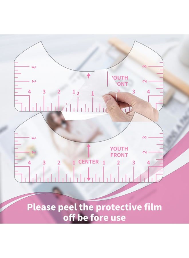tietoc 9pcs Tshirt Ruler Guide for Vinyl Alignment, T Shirt Rulers to Center Designs, PVC Measurement Template, Sewing Supplies Accessories Tools for Cricut Heat Press & HTVRONT HTV Transfer Vinyl (Pink) - Image 3