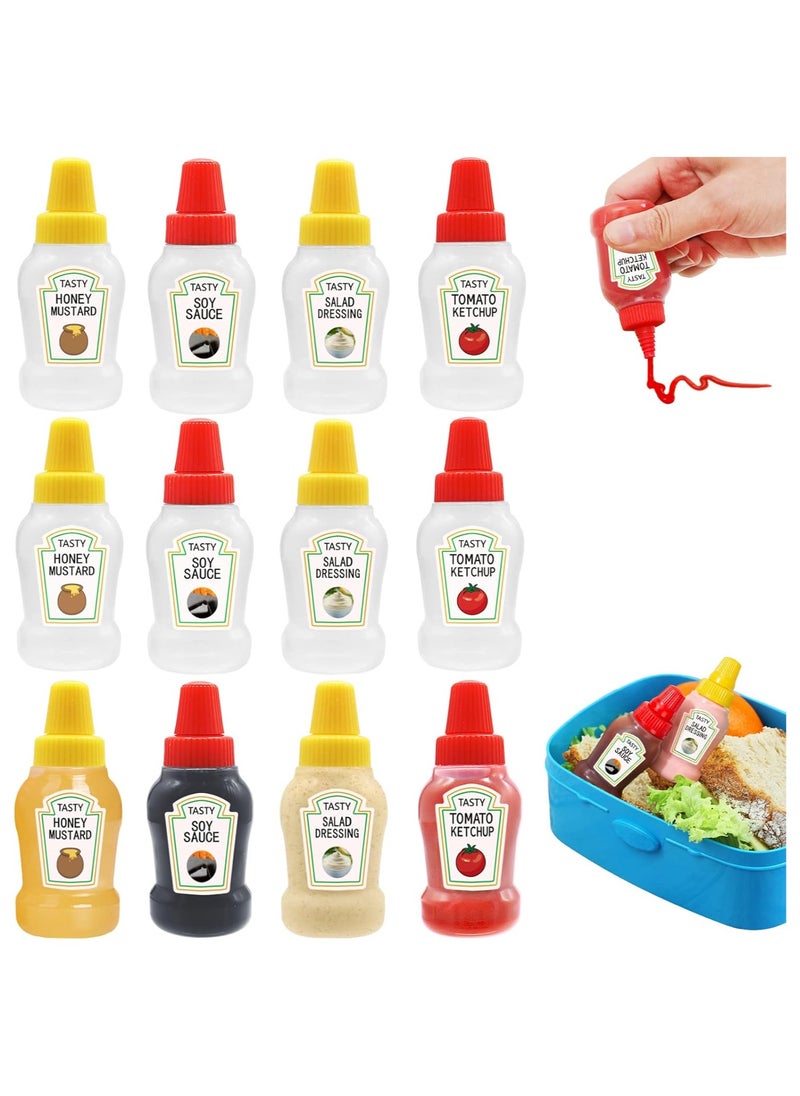 FUFU - FUFU 12 pcs Mini Ketchup Bottles,25ml Condiment Squeeze Bottle,Plastic Portable Containers Bottle for Adults,Office,Lunchbox,Picnic,Oil,Soy Sauce,Honey,Salad Dressing - Image 1