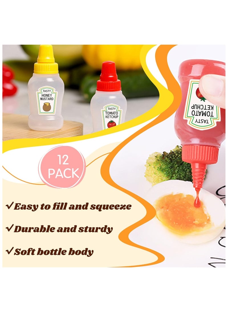 FUFU - FUFU 12 pcs Mini Ketchup Bottles,25ml Condiment Squeeze Bottle,Plastic Portable Containers Bottle for Adults,Office,Lunchbox,Picnic,Oil,Soy Sauce,Honey,Salad Dressing - Image 1