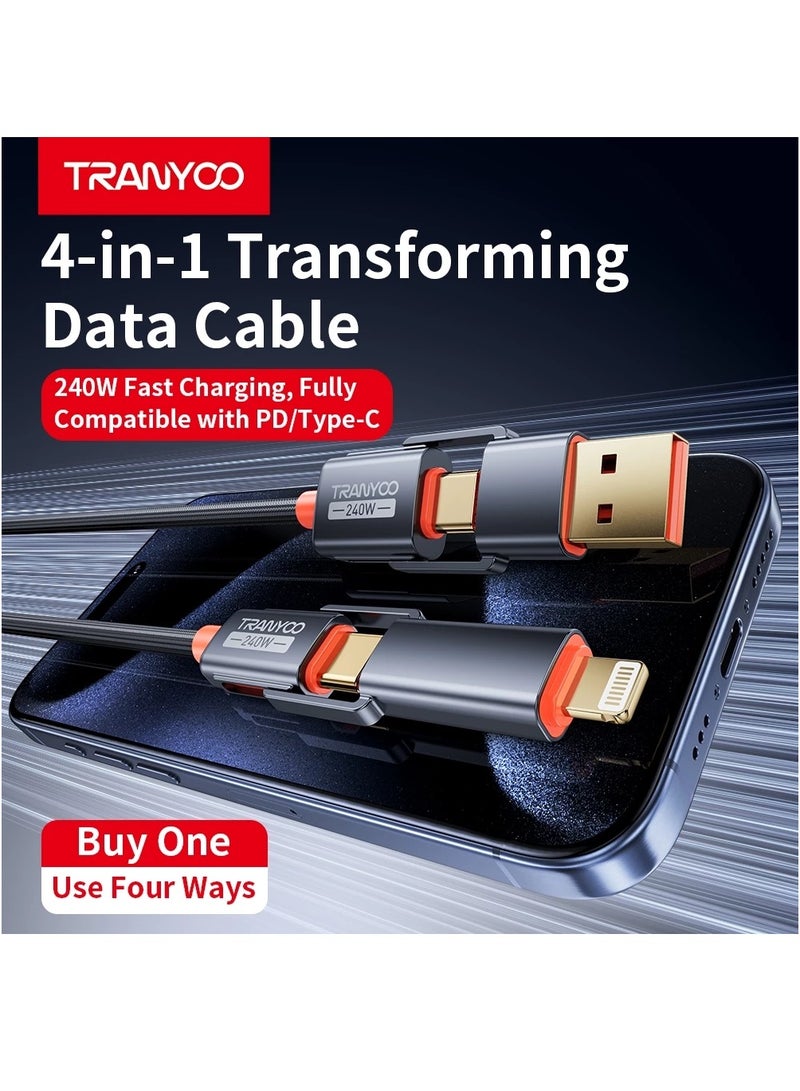 ترانيوو Metal Braided 4 in 1 Data Cable 240w - Image 1
