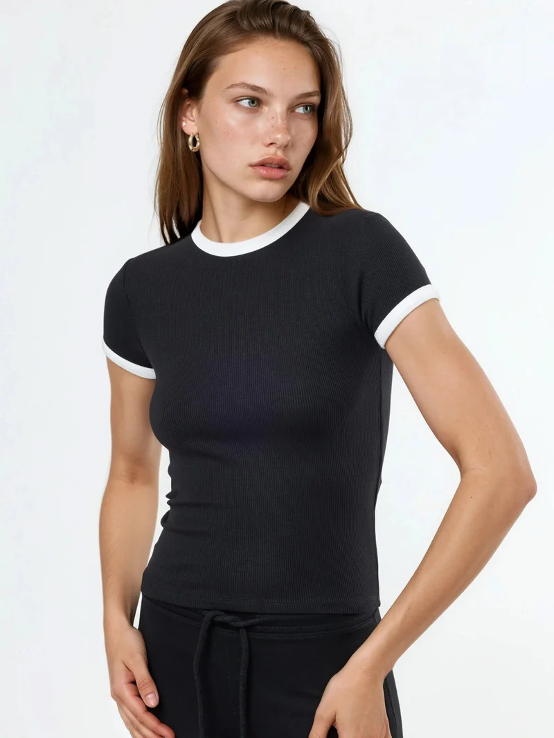 Busem BUSEM Ribbed Crew Neck Short Sleeve T-Shirt