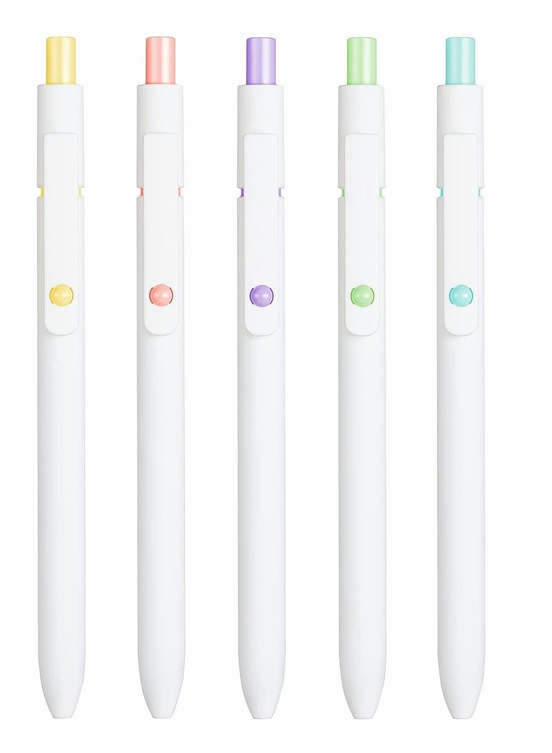 KASTWAVE 0.5 Gel Pen, Cute Kawaii Pens, Boxed Pen, Office Pen, Fine Point Signing Pen, Retractable Rolling Ball Quick-dry Ink Pens, Black Ink Smooth Writing Pen, for School Office Home, 5pcs (Academic Colors)  - Image 2