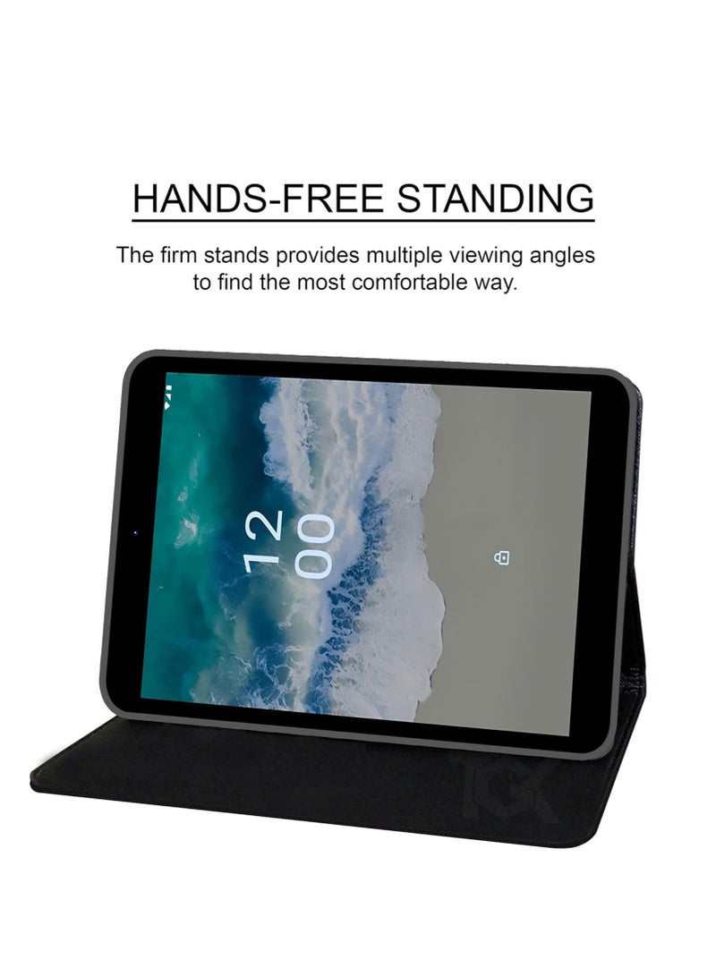 Leather Case for Nokia T10 8.0 Inch Tablet, Slim Lightweight Stand Cover with TPU Frame (Black) - Image 4