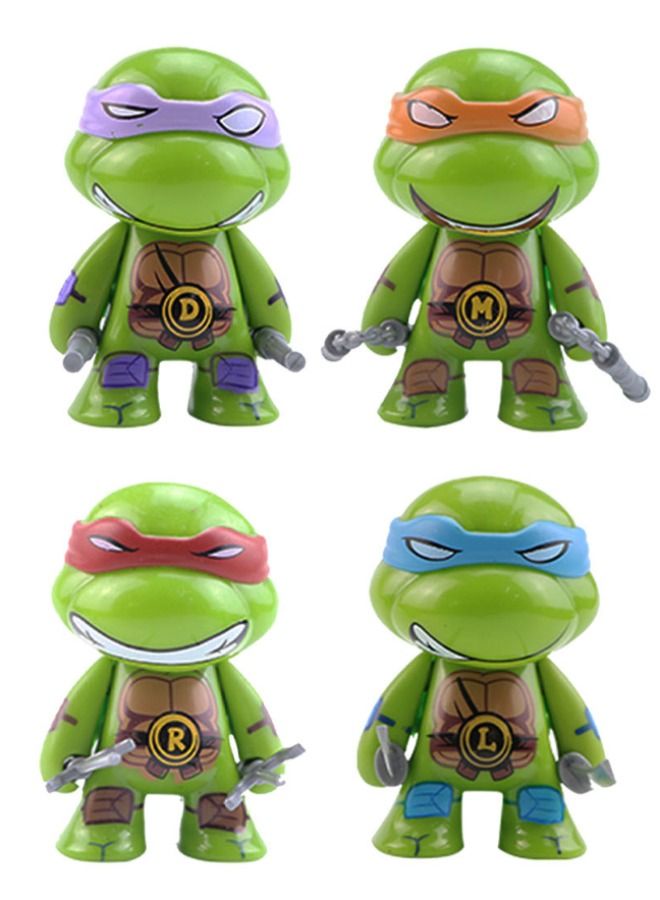 Set of 4 Cartoon Ninja Turtles Action Figure Set, Creative Decoration Toy, Collectible Model Statue Figure Toy, High Quality Cartoon Figure Toy Suitable for Car and Table Decoration 7CM - Image 1
