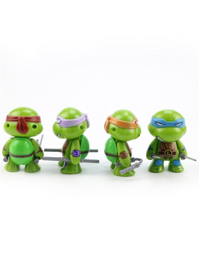 Set of 4 Cartoon Ninja Turtles Action Figure Set, Creative Decoration Toy, Collectible Model Statue Figure Toy, High Quality Cartoon Figure Toy Suitable for Car and Table Decoration 7CM - Image 3