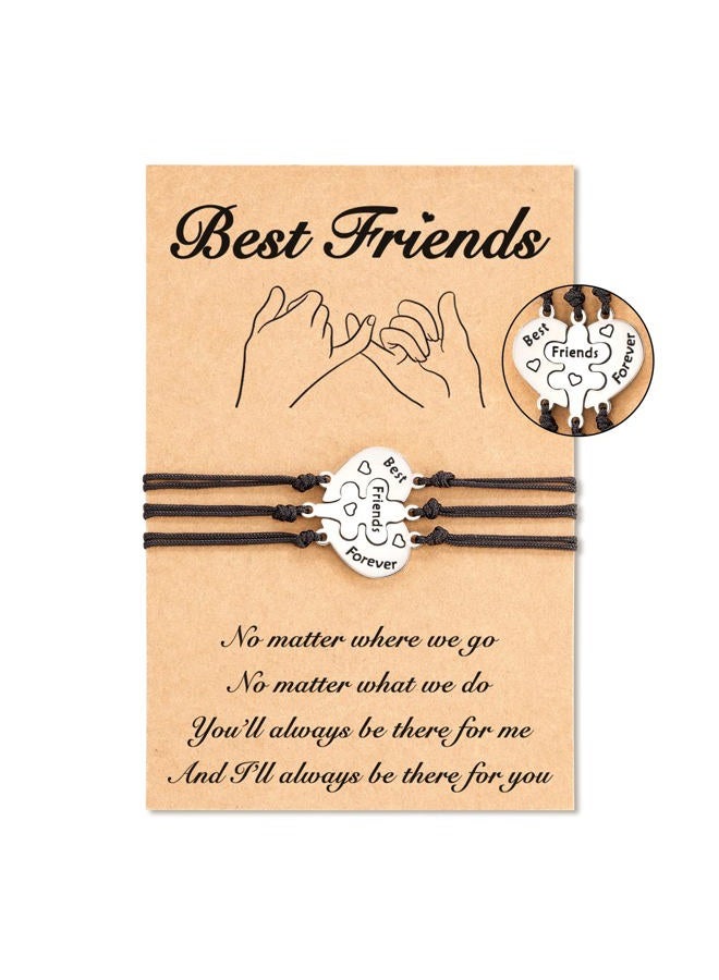 Tarsus Friendship Bracelets for 3, BFF Best Friend Bracelet for 3 Matching Jewelry Birthday Christmas Galentines Day Gifts for Women Girls - Image 1