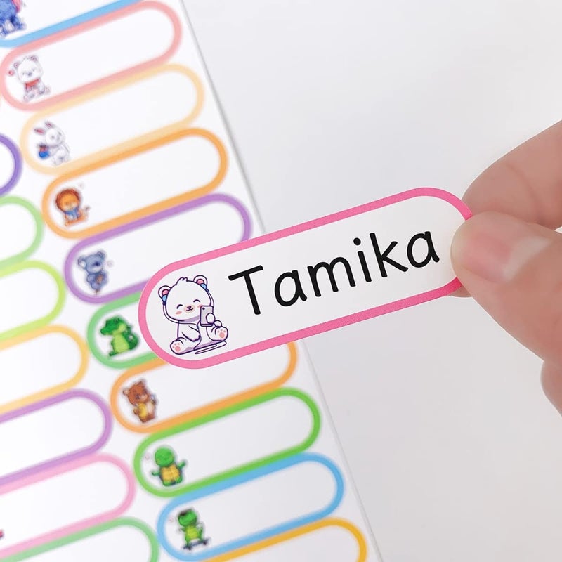Reusable Baby Bottle Labels - 300 Waterproof Name Tags with Animal Designs for Kids - Image 3
