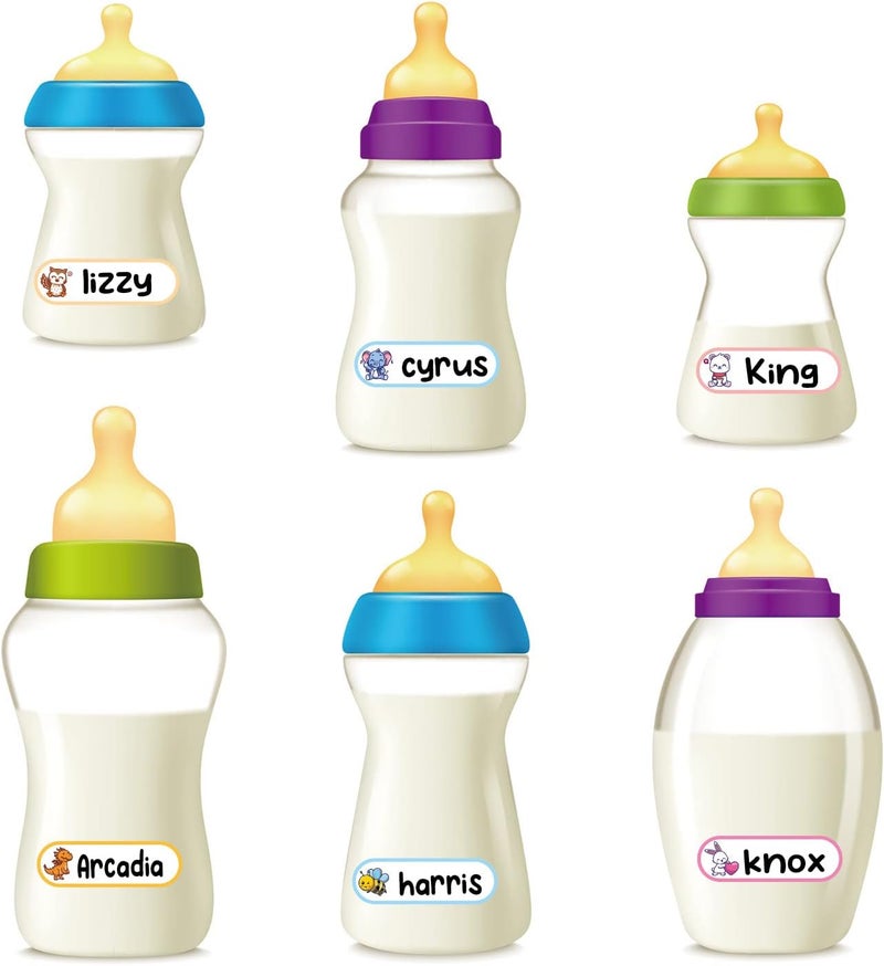 Reusable Baby Bottle Labels - 300 Waterproof Name Tags with Animal Designs for Kids - Image 4