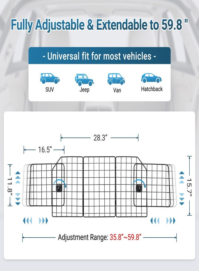 رابيتجو حاجز سيارات للكلاب من رابيت جو، مناسب لسيارات الدفع الرباعي، بوابة كبيرة قابلة للتعديل للحيوانات الأليفة، شبكة فاصلة للأمتعة تناسب جميع السيارات، حاجز شبكي متين للكلاب لسيارات الدفع الرباعي والشاحنات الصغيرة، ملحقات سيارات سوبارو، سفر آمن، قابل للطي ثلاثيًا - Image 4