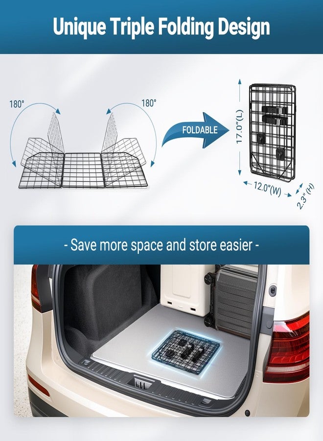 رابيتجو حاجز سيارات للكلاب من رابيت جو، مناسب لسيارات الدفع الرباعي، بوابة كبيرة قابلة للتعديل للحيوانات الأليفة، شبكة فاصلة للأمتعة تناسب جميع السيارات، حاجز شبكي متين للكلاب لسيارات الدفع الرباعي والشاحنات الصغيرة، ملحقات سيارات سوبارو، سفر آمن، قابل للطي ثلاثيًا - Image 3