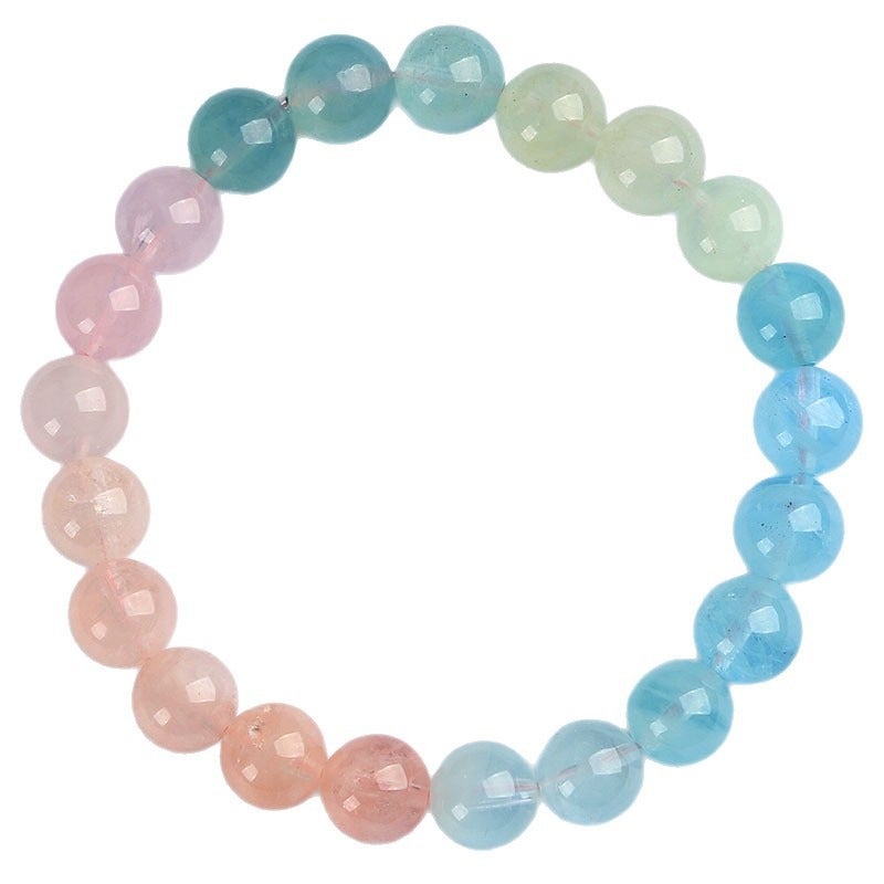 general Testable Natural Morganite Prayer Bead Bracelet, Gradient Candy Color Fresh Round Bead Bracelet, Unisex, for Daily Wear & Holiday Gift - Image 5
