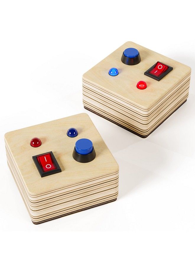 Crown Display لوحة مشغولة مونتيسوري مكعب فidget مصغر للأطفال الصغار {نسخة محسنة 2023} ألعاب مكعبات حسية خشبية للأطفال الصغار أزرار مضيئة LED أسلاك هدايا للأطفال تعليمية لعبة فidget - Image 4