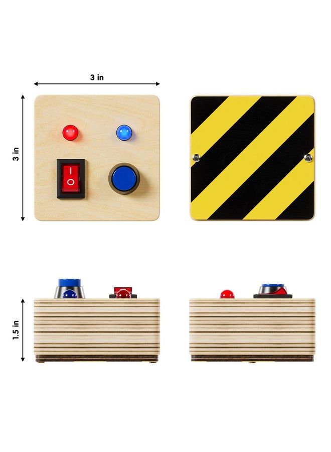 Crown Display لوحة مشغولة مونتيسوري مكعب فidget مصغر للأطفال الصغار {نسخة محسنة 2023} ألعاب مكعبات حسية خشبية للأطفال الصغار أزرار مضيئة LED أسلاك هدايا للأطفال تعليمية لعبة فidget - Image 3