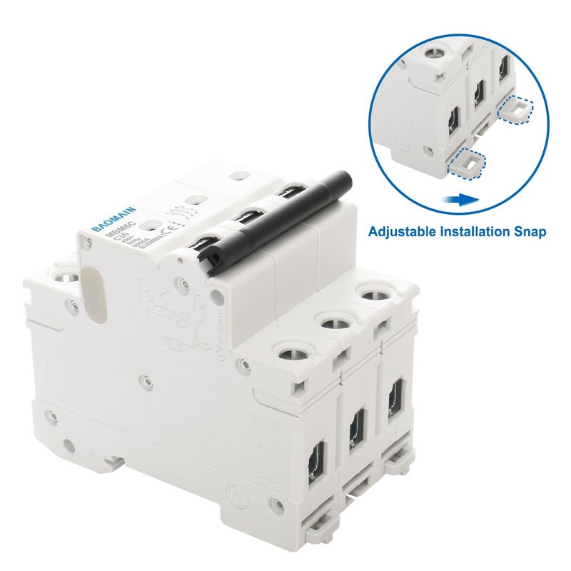 Baomain Miniature Circuit Breaker 3-Pole 16A DZ47-63 C16 400VAC, DIN Rail Mount MCB 3P, for Electrical Distribution and Lighting Circuits - Image 4