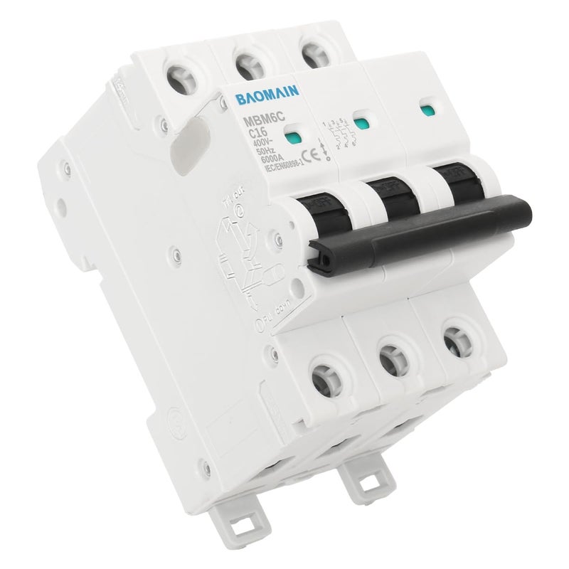 Baomain Miniature Circuit Breaker 3-Pole 16A DZ47-63 C16 400VAC, DIN Rail Mount MCB 3P, for Electrical Distribution and Lighting Circuits - Image 2