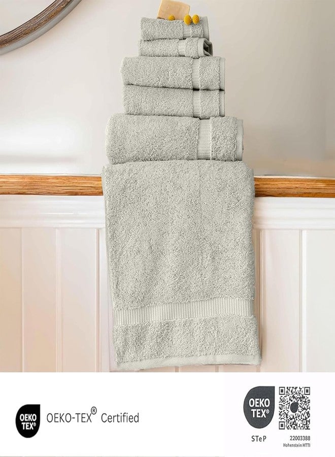 SALBAKOS 100% Turkish Cotton 6-Piece Towel Set | Heirloom Quality Hotel & Spa Collection | Ultra Soft, Absorbent 2 Washcloth, 2 Hand, 2 Bath Towel Sets | Made in Turkey (Stone, 6 Piece Towel Set) - Image 5