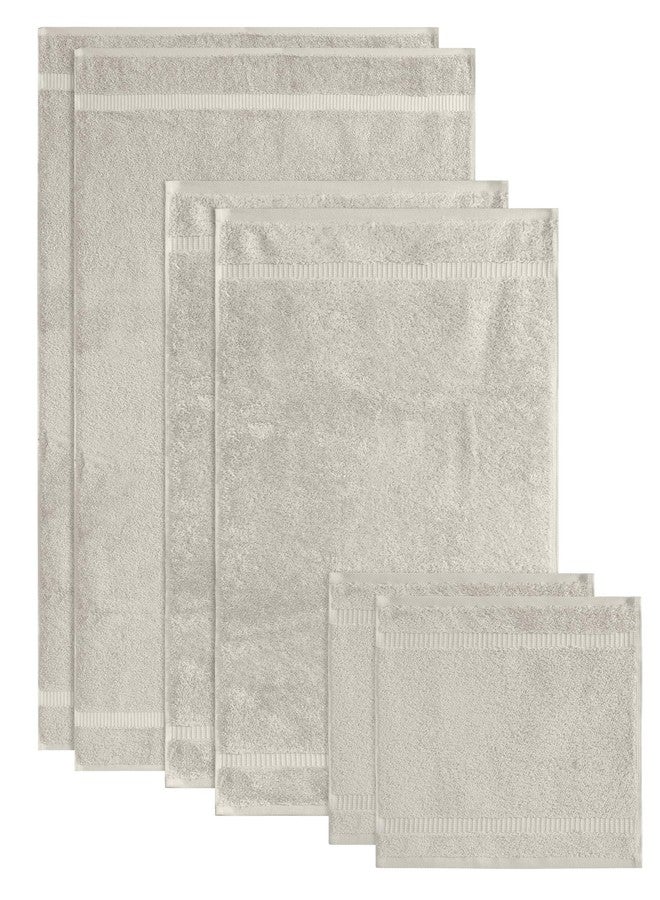 SALBAKOS 100% Turkish Cotton 6-Piece Towel Set | Heirloom Quality Hotel & Spa Collection | Ultra Soft, Absorbent 2 Washcloth, 2 Hand, 2 Bath Towel Sets | Made in Turkey (Stone, 6 Piece Towel Set) - Image 3