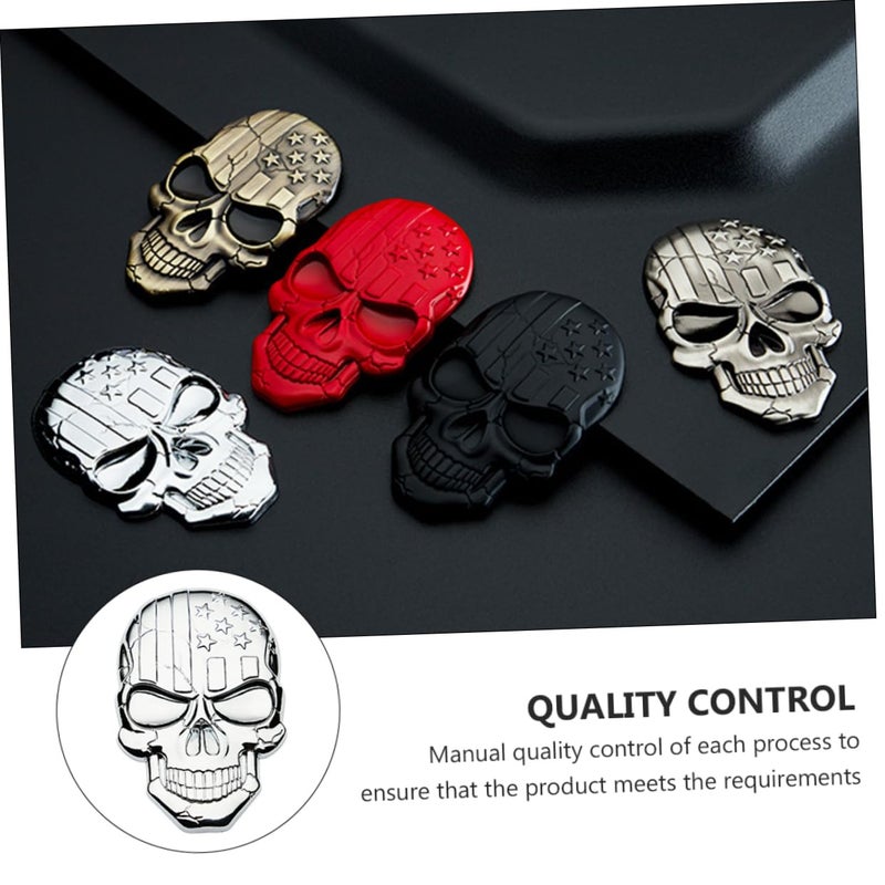 Zinc Alloy Patriotic USA Flag Skull Car Sticker Easy Peel and Stick Metal Decal - Image 4