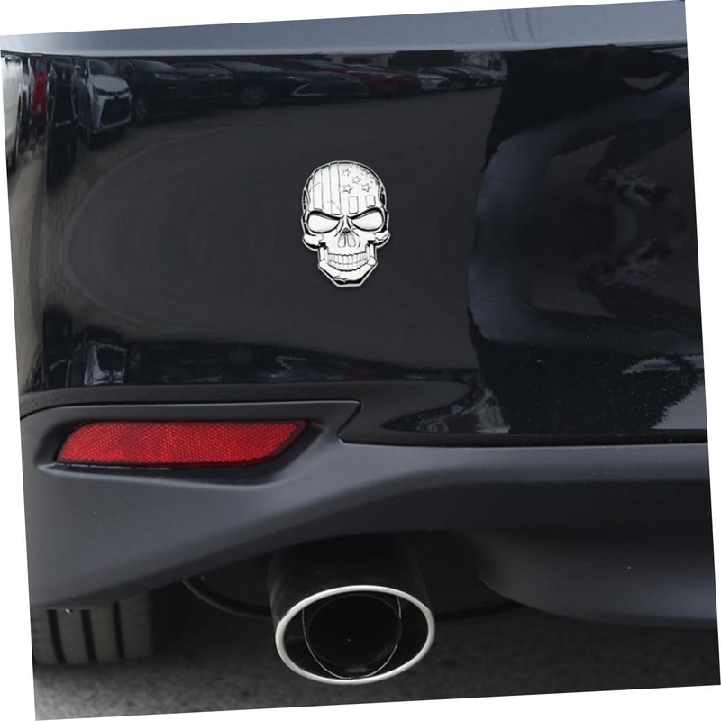 Zinc Alloy Patriotic USA Flag Skull Car Sticker Easy Peel and Stick Metal Decal - Image 3
