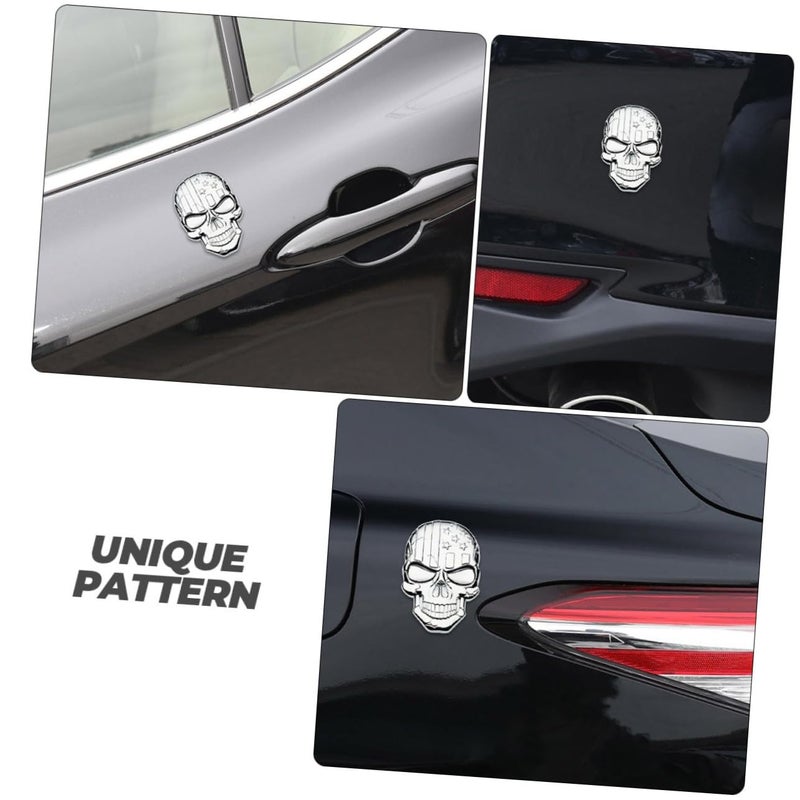 Zinc Alloy Patriotic USA Flag Skull Car Sticker Easy Peel and Stick Metal Decal - Image 5