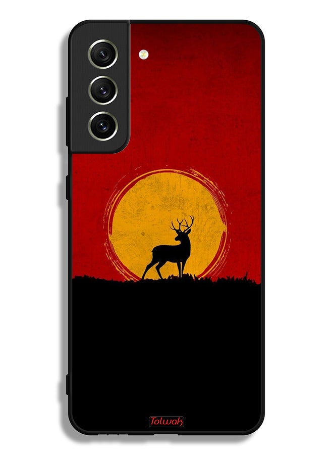 Tolwak Samsung Galaxy S21 FE 5G Protective Case Cover Deer And Moon Artwork - Image 3