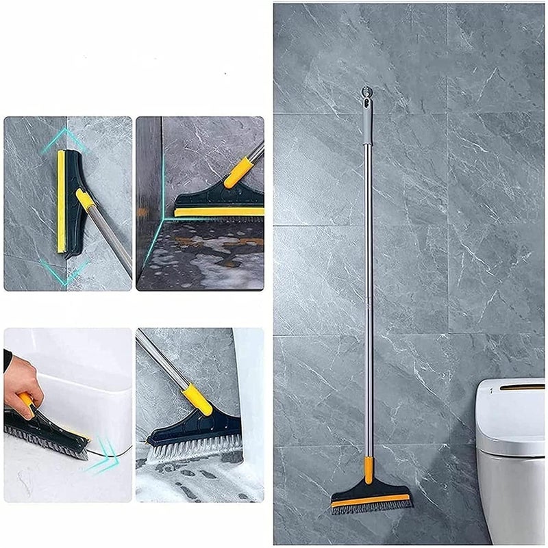 RECLUSE 2 in 1 Bathroom Cleaning Brush with Wiper, Floor Scrub Bathroom Brush with Long Handle 120° Rotate Bathroom Floor Cleaning Brush Home Kitchen Bathtubs & Swimming Pools Ideal Cleaning Tool - Image 4