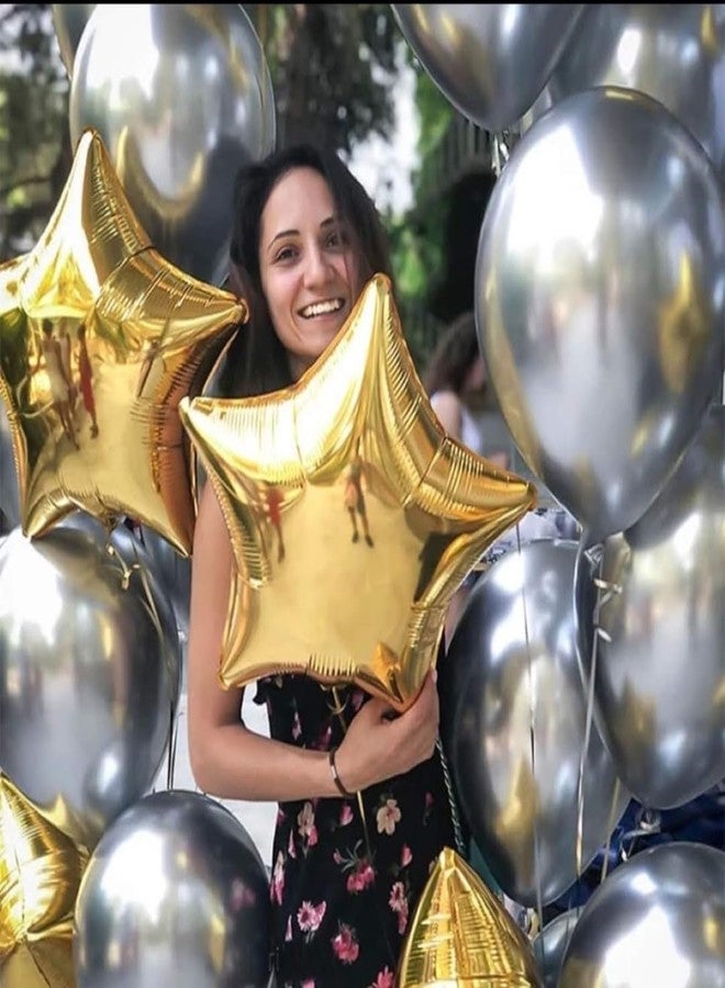 Juzfun بالونات جوزفن فويل لتزيين أعياد الميلاد، ذهبية اللون على شكل نجمة، عبوة من 10 قطع، صغيرة الحجم (5 بوصات)، لوازم حفلات الزفاف والذكرى السنوية - Image 2