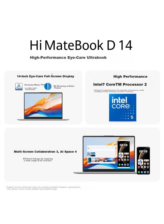 Wiko Hi Matebook D 14 Huawei Selected Laptop, 20% National Subsidy, High-performance Core 5 Processor, 16gb Ram, 1tb Storage, Moonlight Silver - Image 1