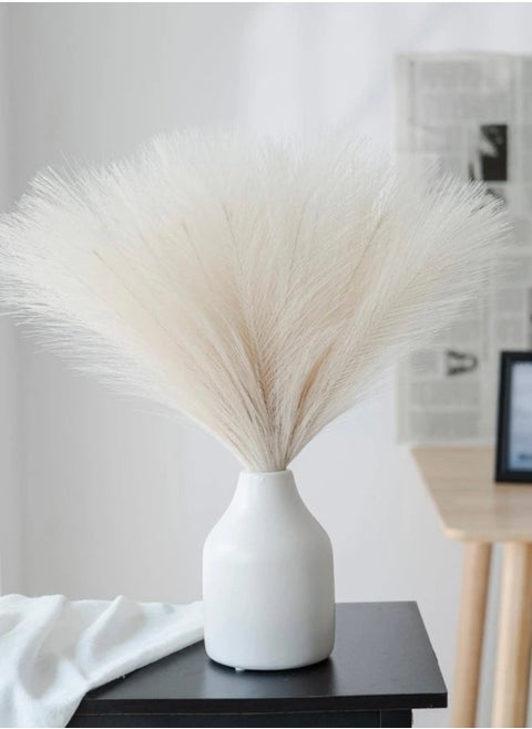 5 Pcs Beige Tall Fluffy Artificial Flowers for Home Decor