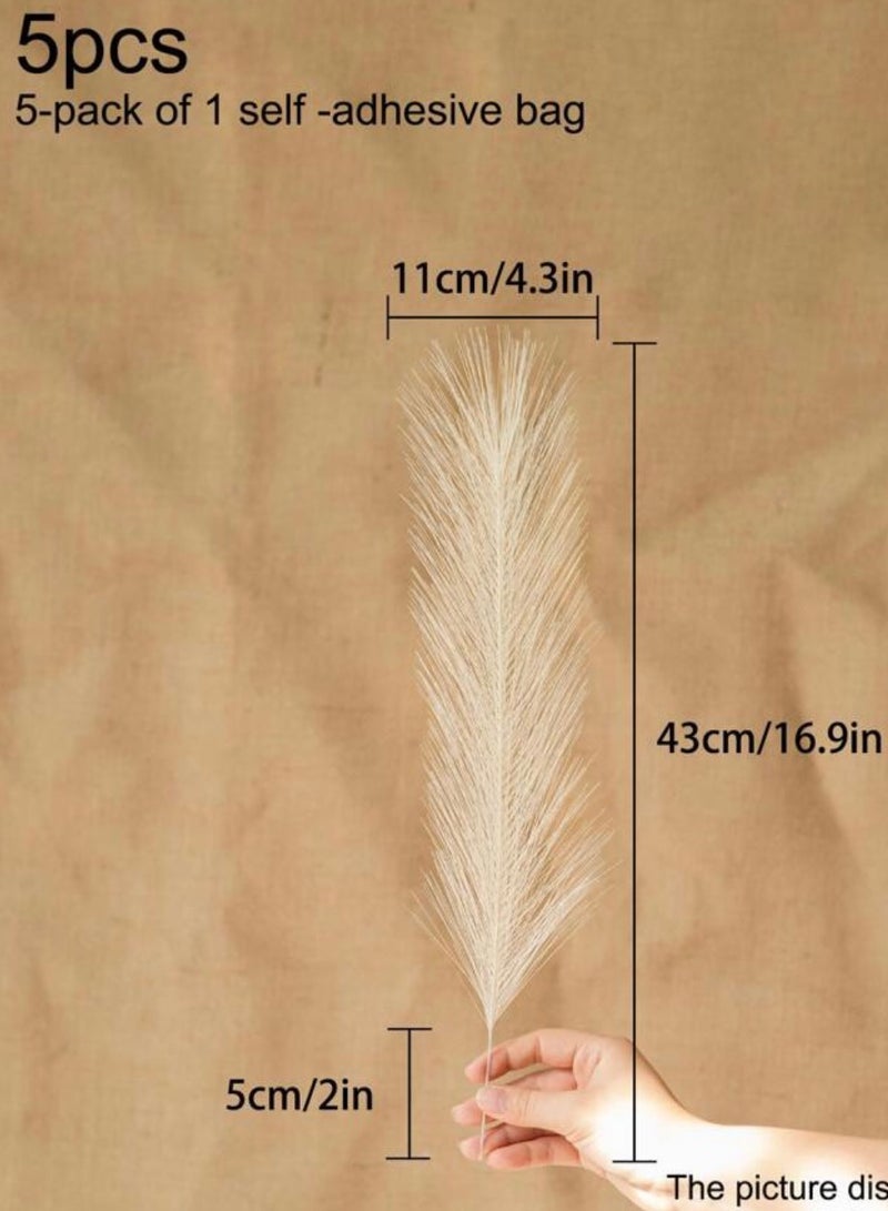 Generic 5 Pcs Beige Tall Fluffy Artificial Flowers for Home Decor  - Image 5