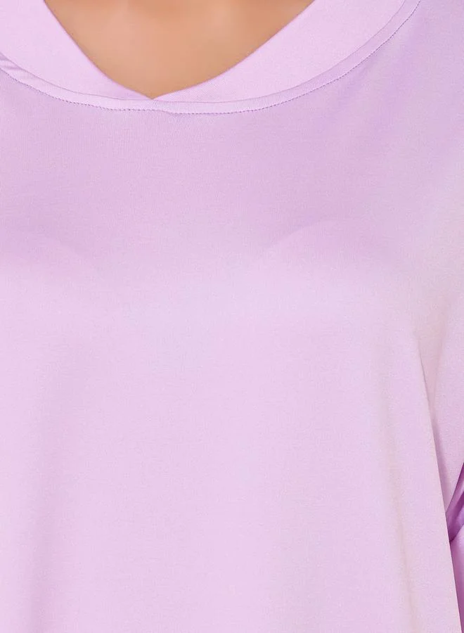 Take Two Solid V-Neck T-Shirt and Striped Pyjama Set