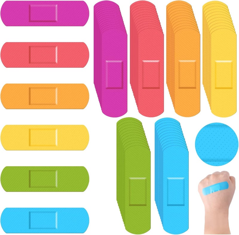 Yinder 120 Pcs Kids Bandages Bulk Colorful Flexible Bandages Neon Waterproof Breathable Strip Protect Cuts and Scrapes for Children Toddlers, 2.83'' x 0.75''