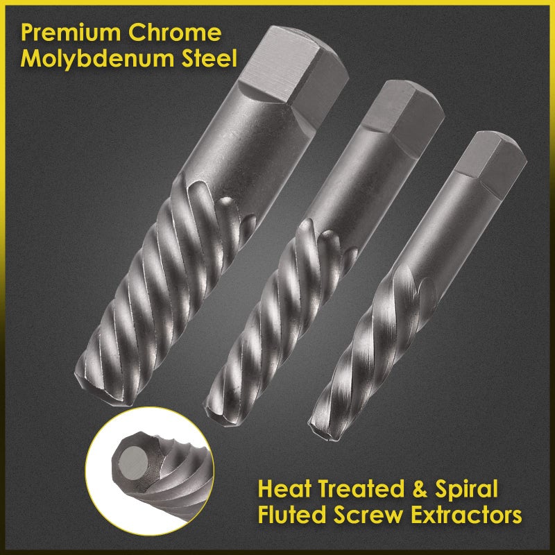 Topec 9 Piece Jumbo Spiral Flute Extractor -Easy Out Bolt Screw Extractor Set Square Shank Reverse Bit Set for Removing Broken Screws  Bolts  and Studs with Reverse Drill Bit Extractor Set - Image 3