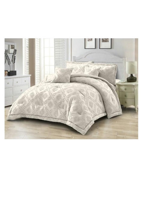 6Pcs Comforters 200 Thread Count Fitted Sheet 100% Cotton Hotel Quality Bed Sheets  - King size Embroidered Textured Bedding Set Comforter set Microfiber