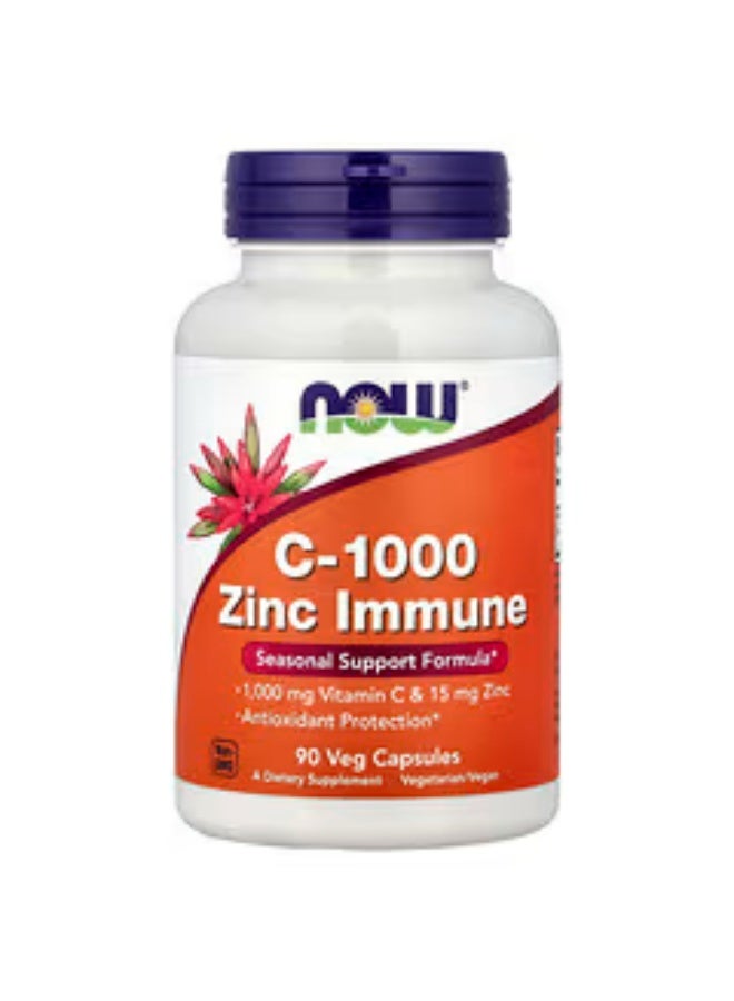 NOW C-1000 with Zinc for Immune Support - Supports the body's immune system. 90 Vegetarian Capsules - Image 1