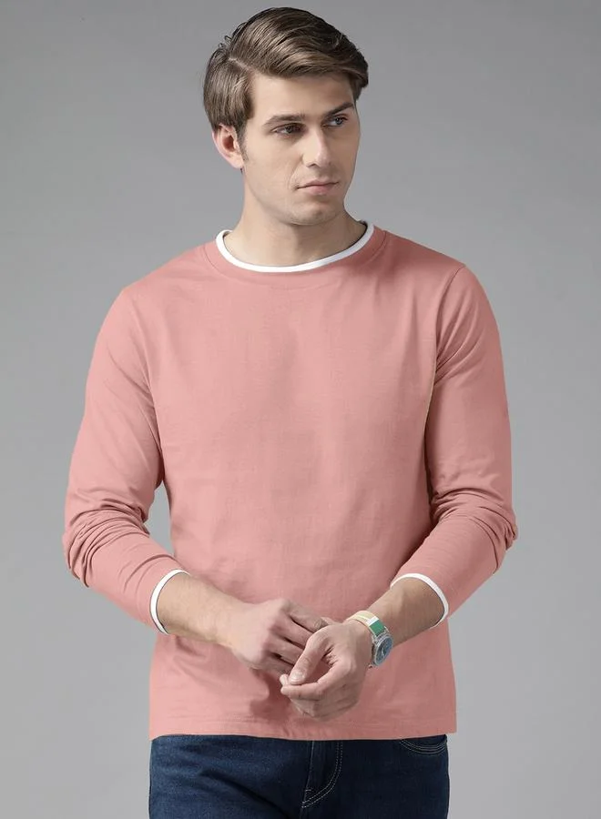 Take Two Men Pink Solid Long Sleeve T-Shirt By The Dry State