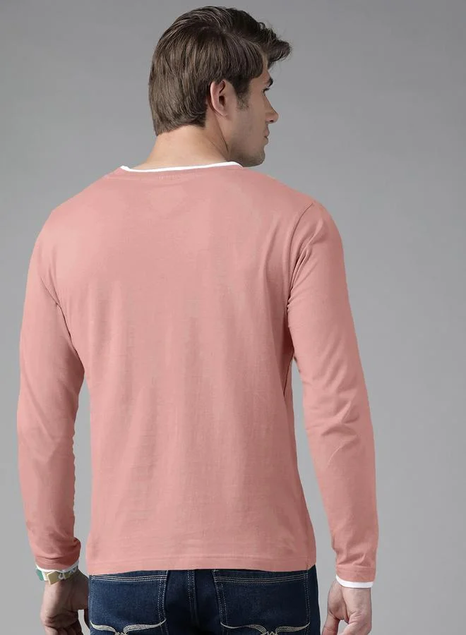 Take Two Men Pink Solid Long Sleeve T-Shirt By The Dry State