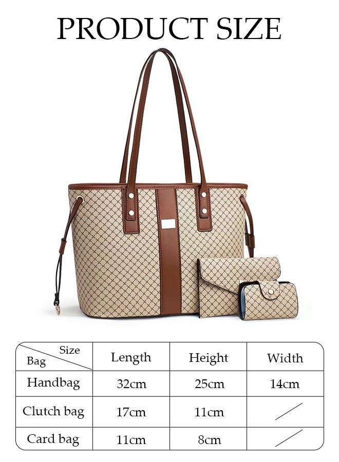 DUNISO 3PCS Tote Bag Set for Women Large Capacity Hand Shoulder Bag with Adjustable Drawstring Fashion Purse Clutch Bag Set for Office Travel Daily Bag - Image 2