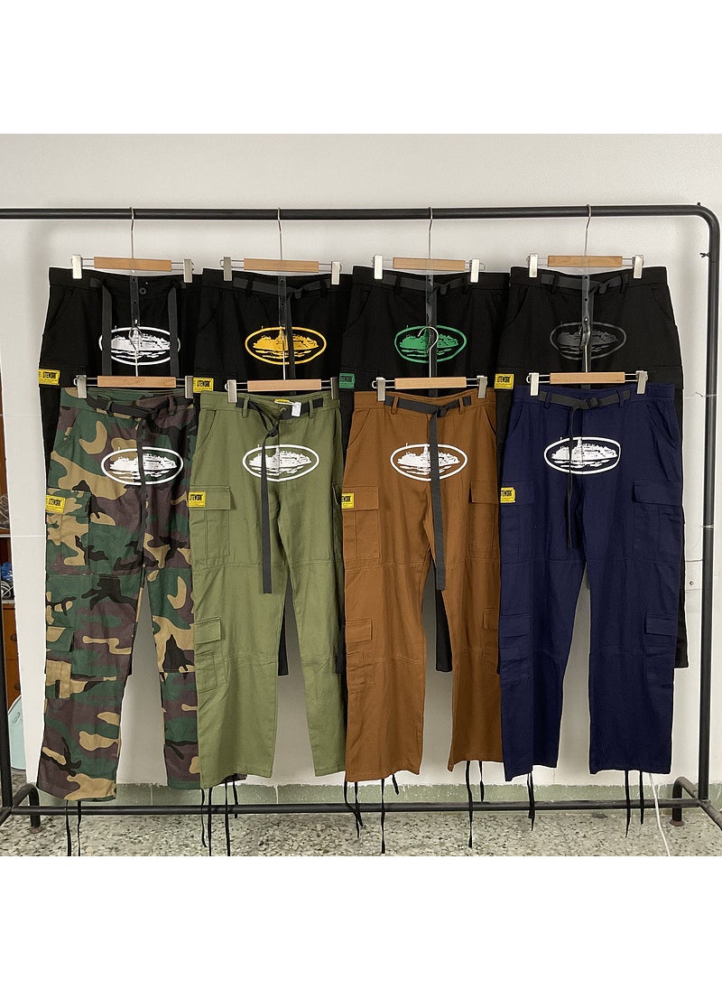 Generic - Corteiz Devil Island Cargo Pants Unisex Loose Fit Brown - Image 1