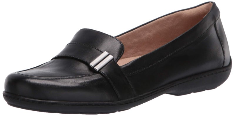 Naturalizer Soul Womens Kentley Slip On Memory Foam Loafer with Ornament Black Leather 9 M