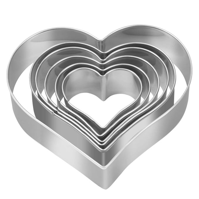 HEART COOKIE CUTTER SET 6 PIECE 3 45 3 15 2 45 2 35 2 15 1 45 HEART SHAPED COOKIE CUTTERS STAINLESS STEEL BISCUIT PASTRY CUTTERS
