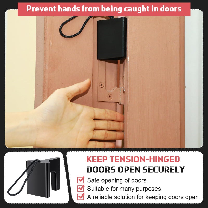 AceOrbit 1 Pcs Over The Hinge Door Stopper Plastic Residential Door Holder for Office School Home Commercial Use Hospitals Hotels, Safe and Anti Pinch Design, Can Fix Tension Hinged Doors - Image 4