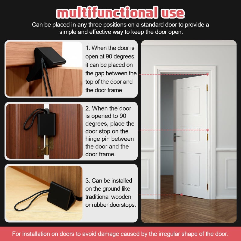 AceOrbit 1 Pcs Over The Hinge Door Stopper Plastic Residential Door Holder for Office School Home Commercial Use Hospitals Hotels, Safe and Anti Pinch Design, Can Fix Tension Hinged Doors - Image 3