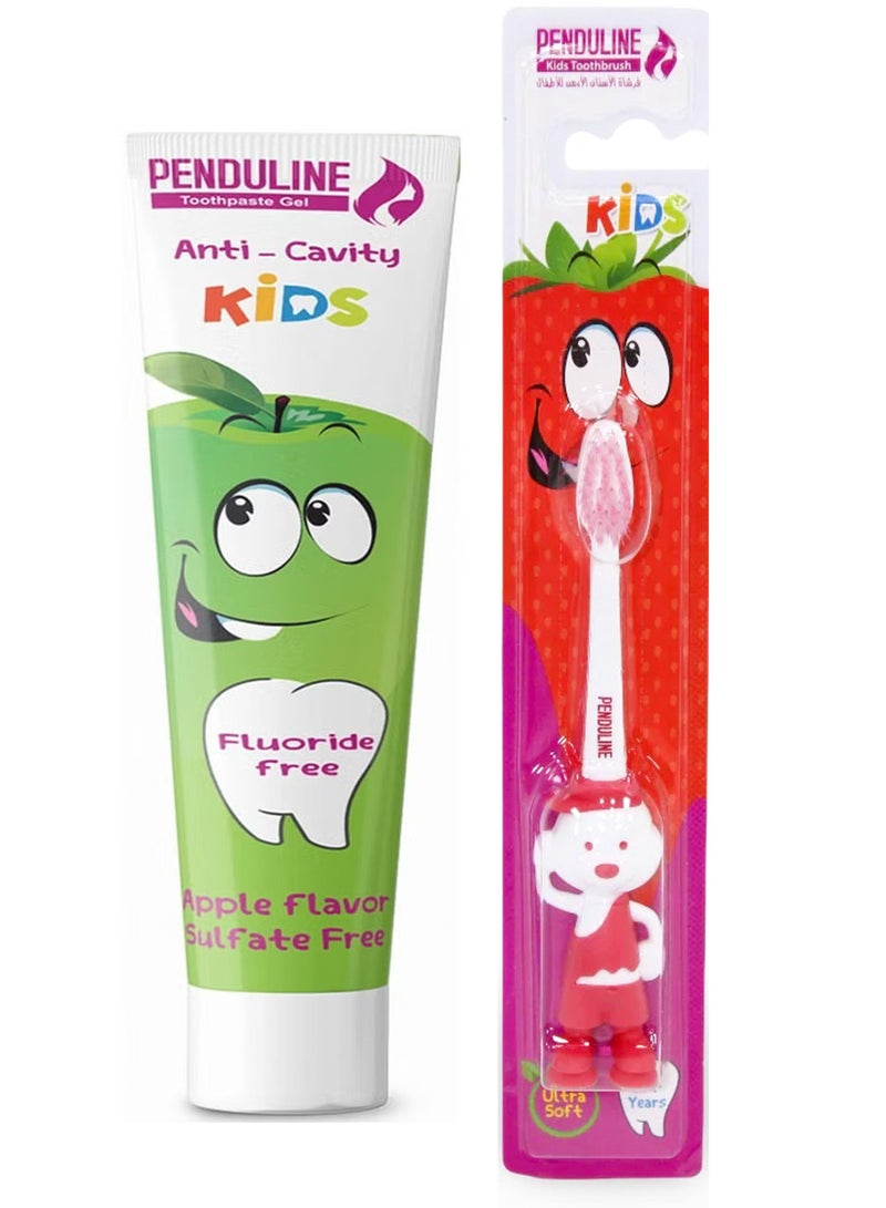 بيندولين معجون أسنان جل المضاد للتسوس بنكهة التفاح 75 جرام +بيندولين فرشاة أسنان للأطفال متعددة الألوان، قد تختلف العبوة