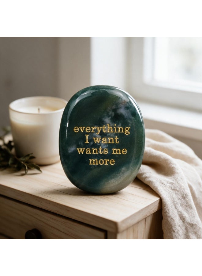 Engraved Affirmation Palm Worry Stone, Natural Pocket Crystal 45×35×6mm - Image 5