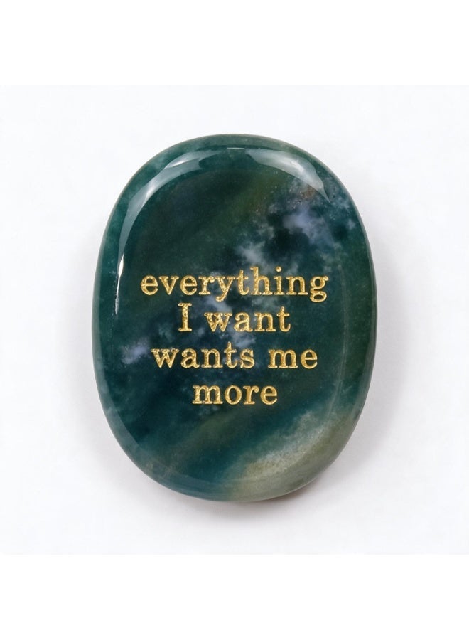 Engraved Affirmation Palm Worry Stone, Natural Pocket Crystal 45×35×6mm - Image 4