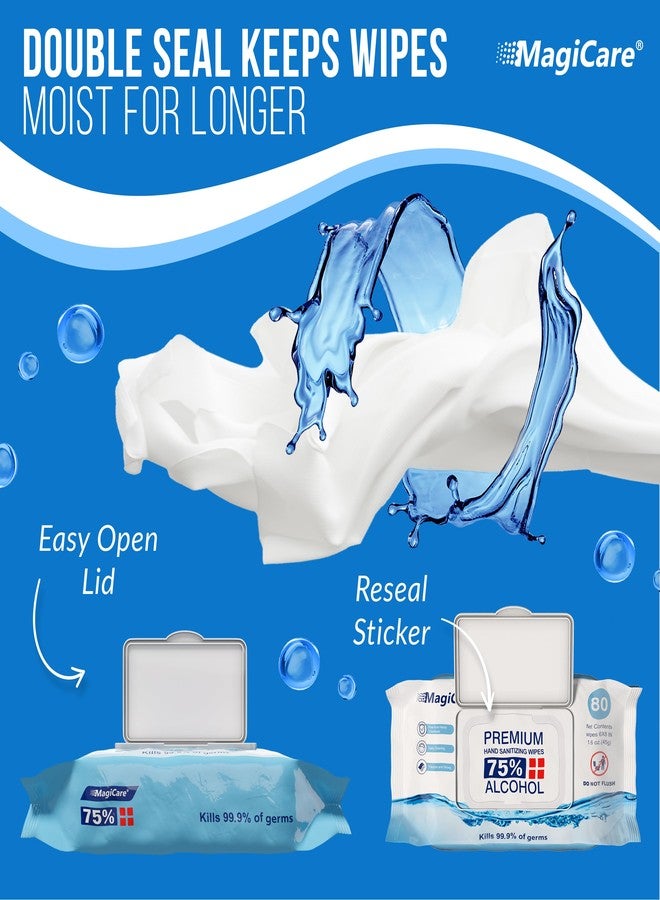 MagiCare 75% Large Alcohol Wipes (4-80ct Packs) - Alcohol Hand Sanitizing Wipes, Premium - Unscented Hand Wipe, Sanitizer Wipe - Travel, Home, Classroom, Camping - 4 Soft Packs (320pcs) - Image 4